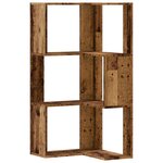 vidaXL Bibliothèque d'angle à 3 niveaux vieux bois bois d'ingénierie