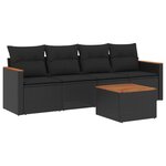 vidaXL Salon de jardin 5 Pièces avec coussins noir résine tressée