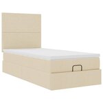 vidaXL Lit ottoman avec matelas et LED crème 90x200 cm tissu