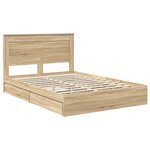 vidaXL Lit de Rangement Chêne Sonoma 140 x 200 cm Bois d'ingénierie