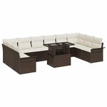 vidaXL Ensemble de canapé de jardin 11 Pièces Marron Poly rotin