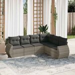 vidaXL Salon de jardin 6 Pièces avec coussins gris clair résine tressée