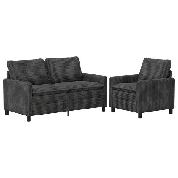 vidaXL Ensemble de Canapés 2 Pièces Gris foncé Polyester