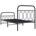 vidaXL Cadre de lit métal avec tête de lit/pied de lit noir 90x190 cm