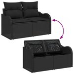 vidaXL Ensemble de canapé de jardin avec coussin 5 Pièces Noir Poly rotin
