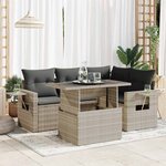 vidaXL Salon de jardin 5 Pièces avec coussins gris clair résine tressée