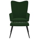 vidaXL Chaise de relaxation avec tabouret Vert foncé Velours