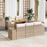 vidaXL Salon de jardin avec coussins 6 Pièces beige résine tressée