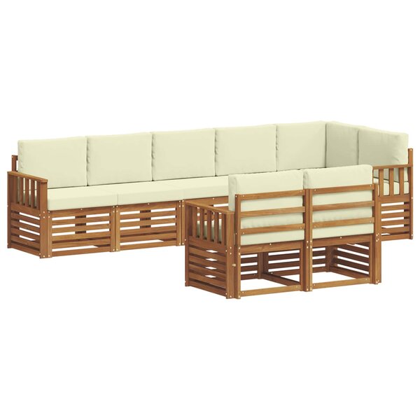 vidaXL Ensemble de canapés d'extérieur 8 pc Naturel et Crème Polyester