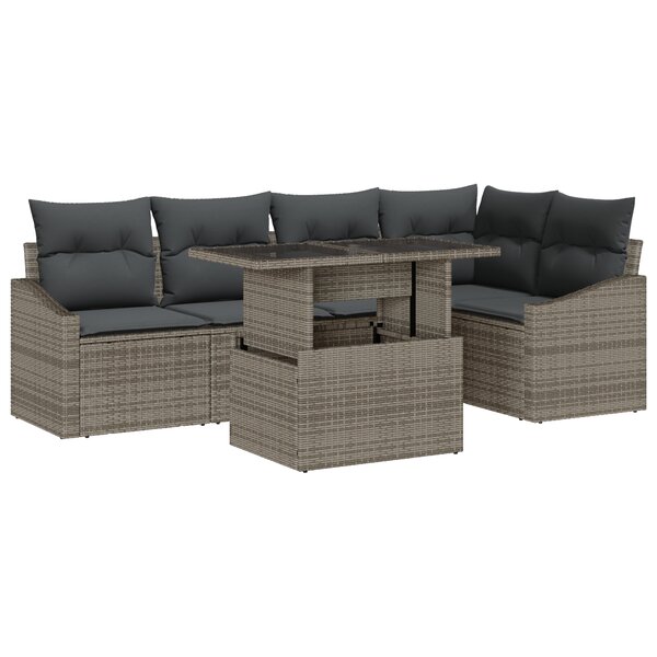 vidaXL Ensemble de canapés de jardin 6 pièces avec coussins gris en rattan poly