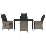 vidaXL Ensemble de jardin 5 pièces avec coussins en poly rattan gris