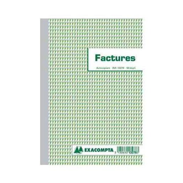 Manifold Factures avec mention TVA 29 7x21cm 50 feuillets dupli EXACOMPTA