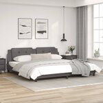 vidaXL Cadre de lit avec lumières LED gris 200x200 cm similicuir