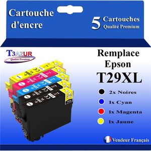 T3AZUR - 5x Cartouches compatibles avec Epson T2991  T2992  T2993  T2994  T29XL
