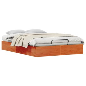 vidaXL Cadre de lit ottoman avec rangement Brun Ciré 120 x 200 cm