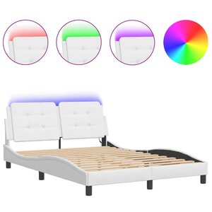 vidaXL Cadre de lit avec LED sans matelas blanc 140x190 cm