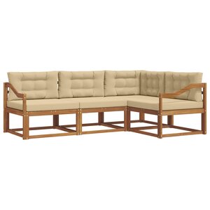 vidaXL Ensemble de canapés d'extérieur 4 pc Naturel et Beige