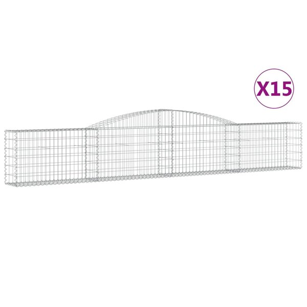 vidaXL Paniers à gabions arqués 15 Pièces 400x30x60/80 cm Fer galvanisé