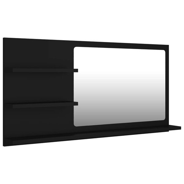 vidaXL Miroir de salle de bain noir 90x10 5x45 cm bois d’ingénierie
