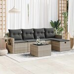 vidaXL Salon de jardin 6 Pièces avec coussins gris clair résine tressée