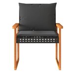 vidaXL Salon de jardin 4 Pièces avec coussins Noir Résine tressée