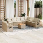vidaXL Salon de jardin 11 Pièces avec coussins beige résine tressée