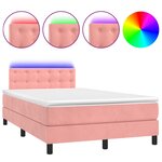 vidaXL Sommier à lattes de lit et matelas LED rose 120x190 cm velours