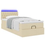 vidaXL Lit ottoman avec matelas crème 100x200 cm tissu