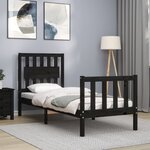 vidaXL Cadre de lit sans matelas noir bois de pin massif