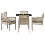 vidaXL Ensemble de salle à manger pour jardin 5 Pièces Beige Poly rotin