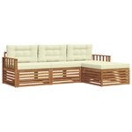 vidaXL Ensemble de canapés d'extérieur 4 pc Naturel et Crème