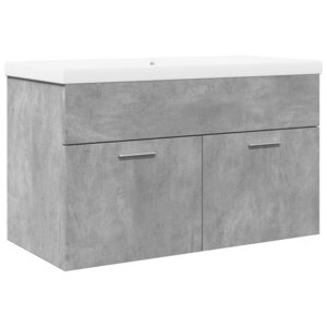 vidaXL Armoire lavabo de salle de bain avec bassin intégré gris béton