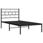 vidaXL Cadre de lit métal avec tête de lit noir 90x190 cm