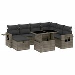 vidaXL Salon de jardin 8 Pièces avec coussins gris résine tressée