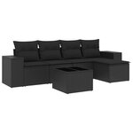 vidaXL Salon de jardin 6 Pièces avec coussins noir résine tressée