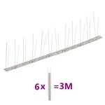 vidaXL Ensemble de 6 pointes à 2 rangées contre oiseaux Inox 3 m