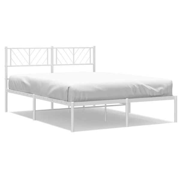 vidaXL Cadre de lit métal avec tête de lit blanc 150x200 cm