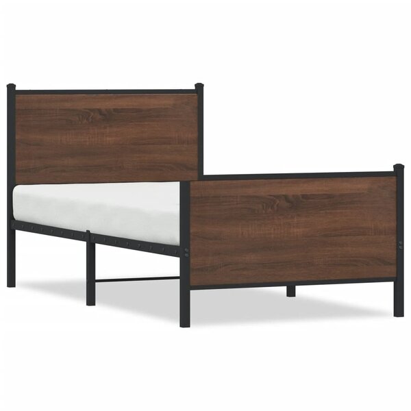vidaXL Cadre de lit en métal sans matelas chêne marron 90x200 cm