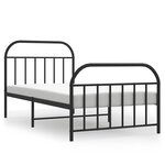 vidaXL Cadre de lit métal sans matelas avec pied de lit noir 100x190cm