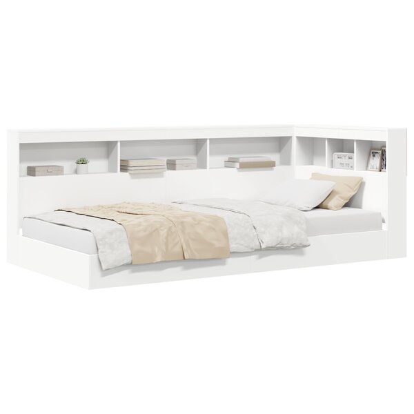 vidaXL Lit bibliothèque blanc 90x190 cm en bois aggloméré