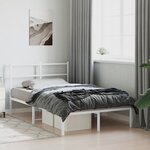 vidaXL Cadre de lit métal sans matelas et tête de lit blanc 120x190 cm