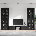 vidaXL Ensemble meuble TV avec tiroir FLORIN Noir Bois d'ingénierie