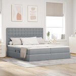 vidaXL Lit de rangement LED avec matelas Gris clair 180 x 200 cm Tissu