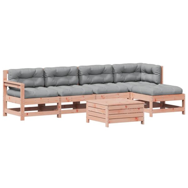vidaXL Salon de jardin 6 Pièces avec coussins bois massif Douglas