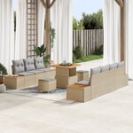 Ensemble de canapé de jardin 10 pièces avec coussins beige en rotin synthétique