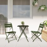 Set de bistrot pliant 3 pièces vert foncé en acier