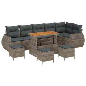vidaXL Ensemble de canapé de jardin 10 Pièces Gris polyrotin