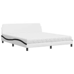 vidaXL Lit avec matelas Dover blanc et noir 180x200 cm similicuir