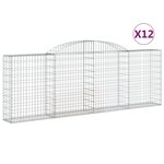vidaXL Paniers à gabions arqués 12 Pièces 300x30x100/120 cm fer galvanisé
