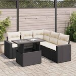 vidaXL Salon de jardin 6 Pièces avec coussins noir résine tressée
